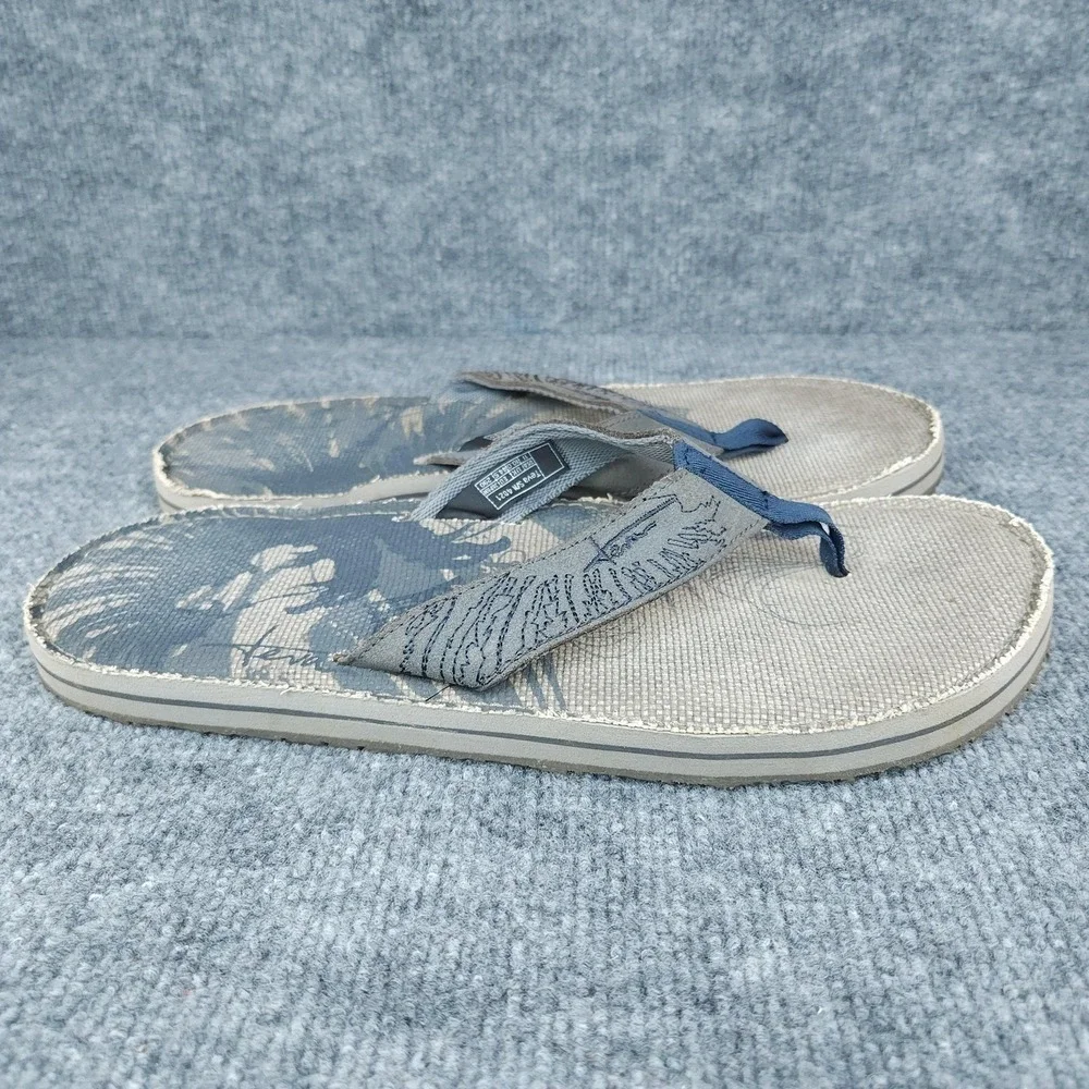 Teva Flip Flop Sandals Mens Size 11 Gray Blue Canvas Slip On Comfort Beach Shoes